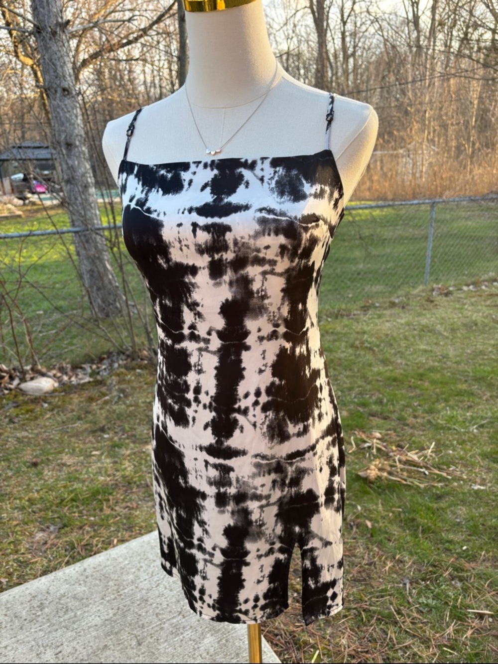 Garage Monochrome Tie-Dye Mini Dress